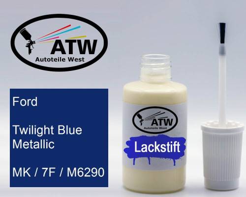 Ford, Twilight Blue Metallic, MK / 7F / M6290: 20ml Lackstift, von ATW Autoteile West.